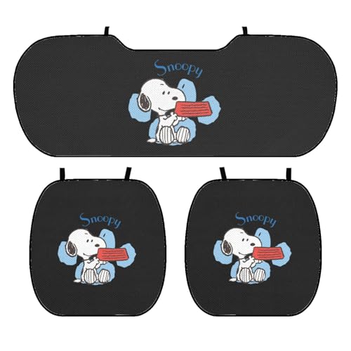 カーシートカバー ピーナッツ スヌーピー 車用 シートカバーセット 車の座布団 カーシートクッション 3枚組 車のアイスクッション 滑り止め 普通車 汎用