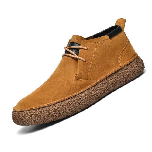 DirraBra Men's Suede Lace Up Desert Chukka Boots Fashion Casual Round Toe Platform Deck Boots Fashion Comfort High-Top Waterproof Hiking Work Boots