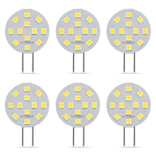 SANSUN G4 LED Bulbs 2W Equivalent to 20W Halogen, G4/GU4/GZ4 Bi-Pin Base, AC/DC12V 5000K 120° Wide Angle