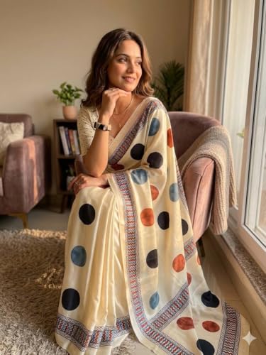 Image of SATIKA VASTRAM Modal Silk Ajrakh Saree Bandhani Design Crepe Printed Designer Pallu Attach Blouse Piece