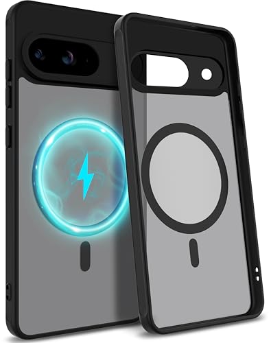 MyGadget Funda para Google Pixel 8 Pro [Compatible con MagSafe]   Funda híbrida magnética para teléfono   Carcasa Transparente Dura en Negro