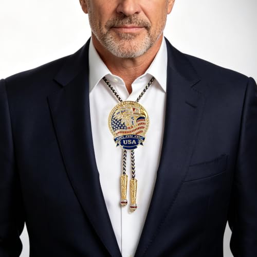 Image of GelConnie Bolo Ties for Men Women Western Cowboy Tie Mens Western Necklace Leather Necktie Gold Bolero Tie Cowboy Necklace