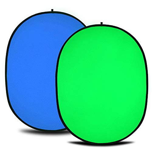 2 in 1 Portable Chromakey Screen Backdrop, Collapsible Green/Blue Reversible Pop Up Cotton Background, 59×77.5 in for Photography Video Photo