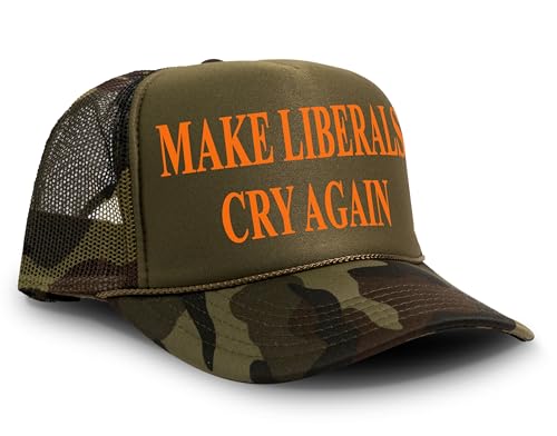 True Patriot Supply Co Make Liberals Cry Again MAGA Trucker Hat Mesh Cap - (Green Camo)
