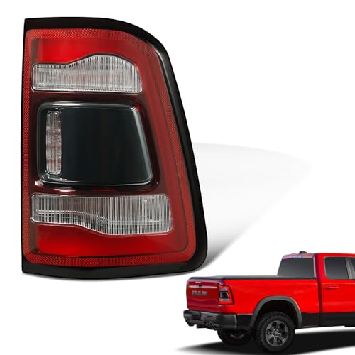 KNSPEC LED Tail Lights Compatible with 2019-2024 Dodge RAM 1500 Black Without Blind Spot Rear Lights Assemblies Replace 55112992AD (Black w/o Blind Spot Right Passenger Side)