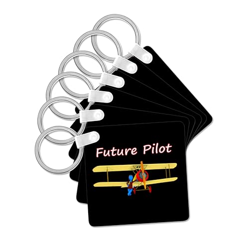 3dRose, Does your child dream of being a pilot, set of 6 Key Chains