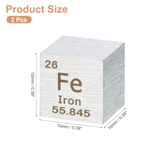 Image of uxcell 2 Pcs Iron Cube, 0.39 Inch High Density Metal Element Cube Metal Density Cube for Chemical Elements Collection Science Education Experiment Application, Silver