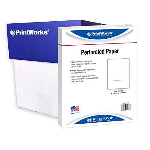 Printworks Professional 3" Perforated Paper, 2500 Sheets, 24 Lb, White (04168C) #TOP7