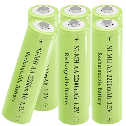 Teneyuuo Ni-MH 1.2V 2200mAh Rechargeable Double A Size Batteries, Pre-Charged AA Battery for Wireless Mouse, Keyboard, Alam Clock, Solar Light, 6 PCS Solar Battery