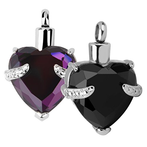 menolana 2 Pcs Urna de Cremação em Coração de Cristal Memorial Cinza Suporte Pingente Colar
