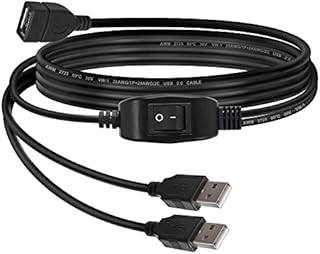 USB Splitter 2.0 with Switch, YNE USB Y Cable 1 Female to 2 Male Dual Hub Power Cord Extension Adapter, with 2m USB Print Cable