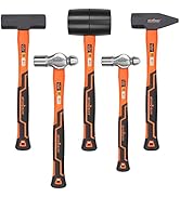 HORUSDY 5-Piece Hammer Set, 16oz Ball Pein Hammer | 32oz Ball Pein Hammer | 32oz Rubber Mallet | ...