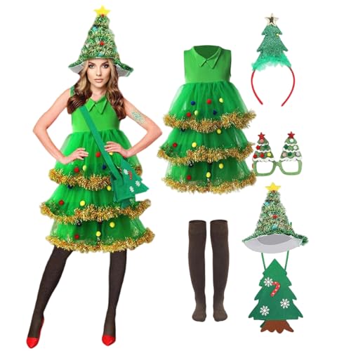 Chaussettes et robe d'arbre de Noël adulte avec cadre de fête rigolo