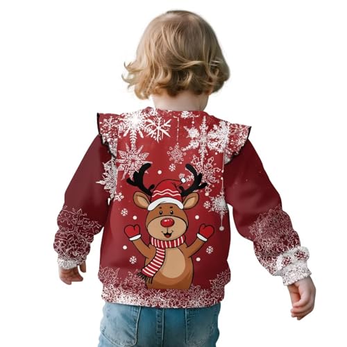 Toddler Christmas Sweatshirts Ruffle Fall Clothes Girls Long Sleeve Shirts Crewneck Tops for Holiday 1-8 Years4