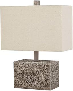 Stone & Beam Modern Slate Rock Table Lamp, 16" H, with Bulb, White Shade