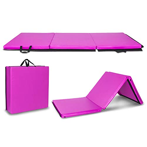 Ktaxon 2Ft X 6Ft X 2In Folding Gymnastics Mats, 2" Thick Tri-Fold Pu Leather Stretching Exercise Mat With Carrying Handles, Tumbling Yoga Mat Floor Workouts Pad For Home, Gym, Martial Arts #TOP24