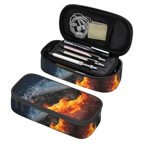 Image of Hockey Sport Pencil Case Big Capacity Storage Pencil Pouch Stationery Bags With Zipper Portable Pen Holder Box Organizer For Boys Girls Teens Student College School Office Supplies