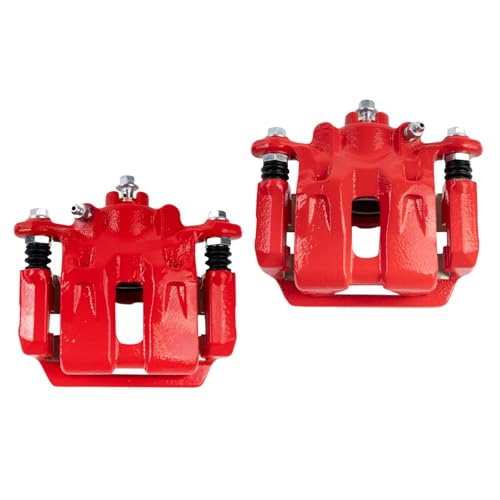 Image of TRQ Performance Rear Brake Caliper Set Painted Red Brackets Compatible with 2005-2010 Honda Odyssey