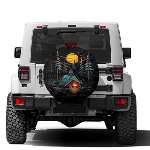 Image of Delerain Spare Tire Cover with Backup Camera Hole Camping Hiking Wheel Covers Waterproof Dust-Proof UV Sun Universal Fit for RV Trailer RV SUV Truck (18 Inch for Diameter 32 inch-34 inch)