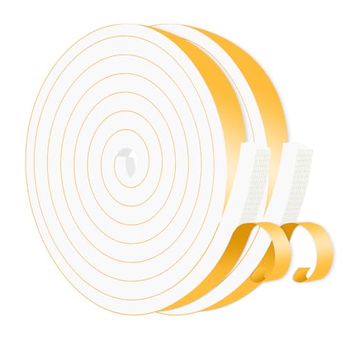 Image of Weather Stripping,High Density CR,Reduce Noise,1 /2 in x 1 /2 in x 26Ft | Weather Stripping,Soundproof,Cold Insulation,Foam Insulation Tape for Door,Front Door Frame,Windows,Sliding Door,White
