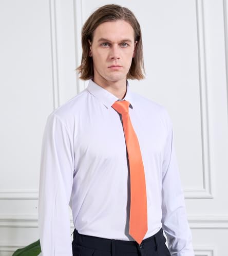 Image of KOOELLE Men's Ties Solid Pure Color Plain Neckties Formal Black Ties For Men