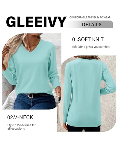 Image of Women's Spring Sweaters 2026 Casual Long Sleeve Pullover V Neck Lightweight Sweatshirts Cute Blouse Tops