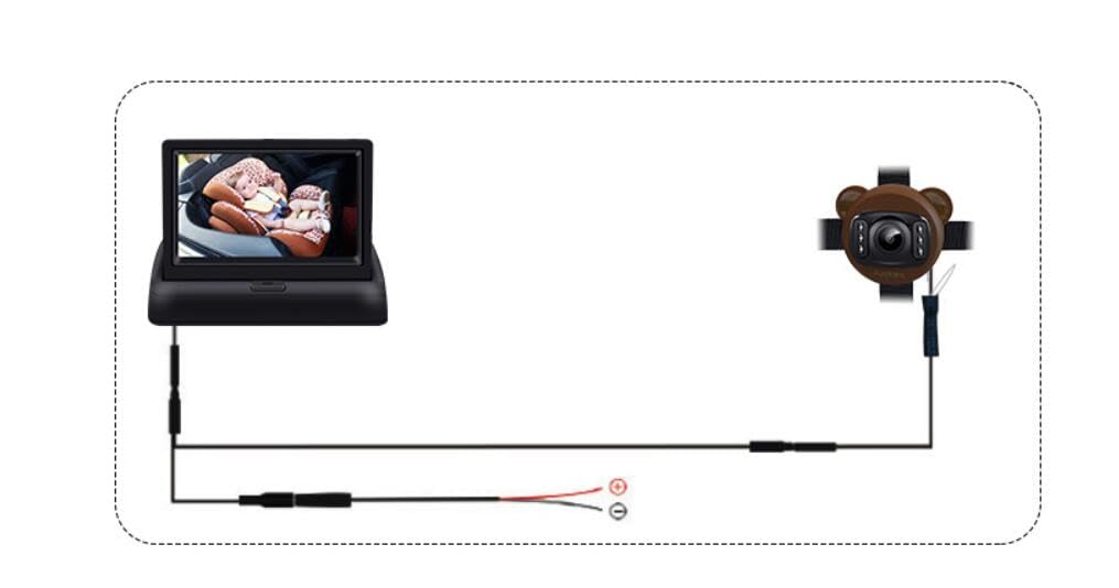BW Espejo de cámara de coche para bebé, visión nocturna, espejo de asiento de coche de bebé, pantalla de espejo de coche con función de visión nocturna de 4.3 HD, cámara de coche ajustable con visión