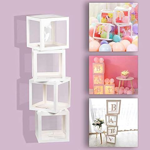 Aimto Clear Balloon Boxes for Party Decorations - White - 4pcs Cover