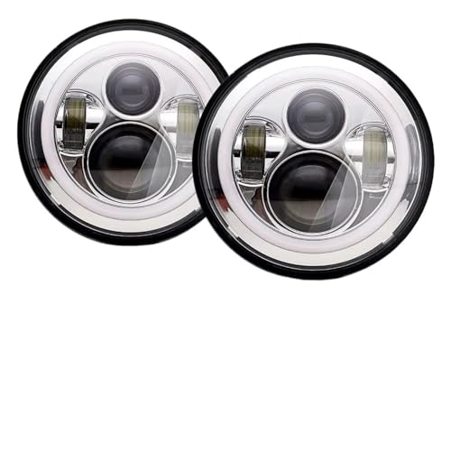 Kit phares LED Land Rover Defender 90 110 feux avant ronds 7 pouces Angel Eyes Halo Chrome