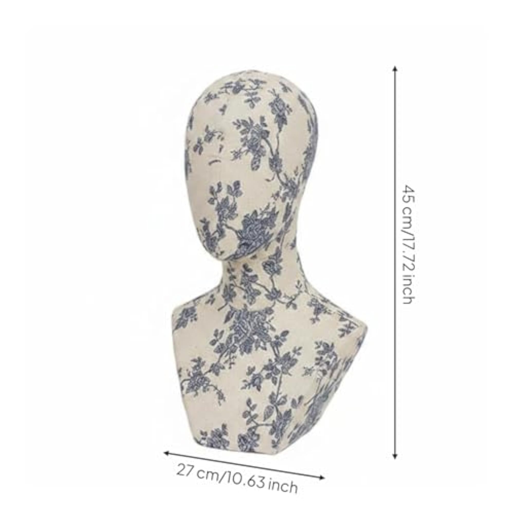 Blue Flower Decorative Fashion Head Model for Retail