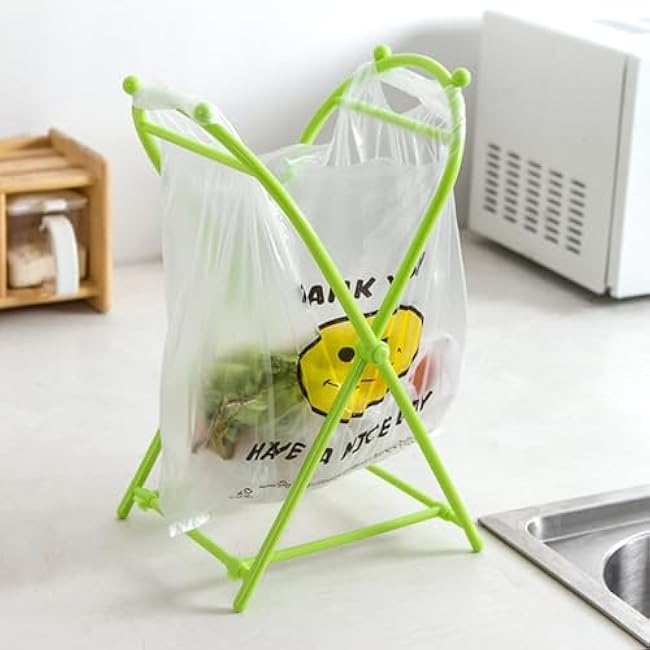 Trash Bag Holder for Kitchen Folding Storage Rack Garbage Bag Holder Rack Wide Opening Random Color