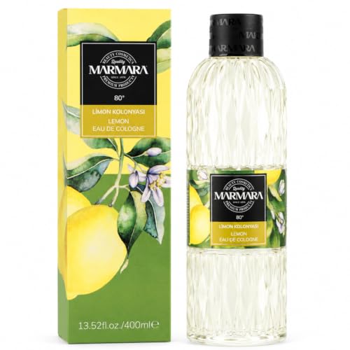 Marmara Kolonya Zitrone 400ml mit Box | Türkisches Duftwasser | Aftershave | türkisches Hand Wasser | Rasierwasser | Kölnisch Wasser | traditionell türkisch | Eau de Cologne Lemon | 80 Alkohol