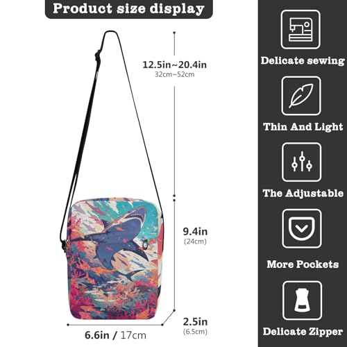 Corals Shark messenger bags Crossbody Small Bag For Women Woman Cross Body Purse Adjustable Strap for outdoor sports work3