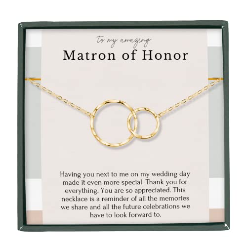 HOPE LOVE SHINE Mother of the Groom gifts Mother of the Bride Gifts on Wedding Day from Daughter Son Jewelry Necklace Gift Box (Matron of Honor (WED9), 14K Vermeil)