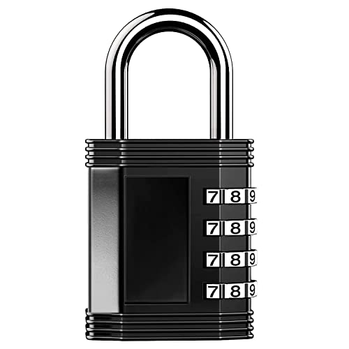 Combination Padlock, Padlock for Gym Locker, 4 Digit Black Combination Lock for School Locker, Shed, Fence, Hasp, Garage (1 Pack)