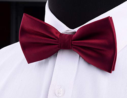 Image of GUSLESON Men's 3-pc Solid Color Bow Tie Gift Set - Double‑Fold Pre-Tied Bow Tie, Pocket Square, Cufflinks - Wedding Formal Party