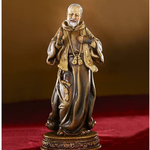 Estatua religiosa Padre Pio en resina detallada 6 pulgadas miniatura 2