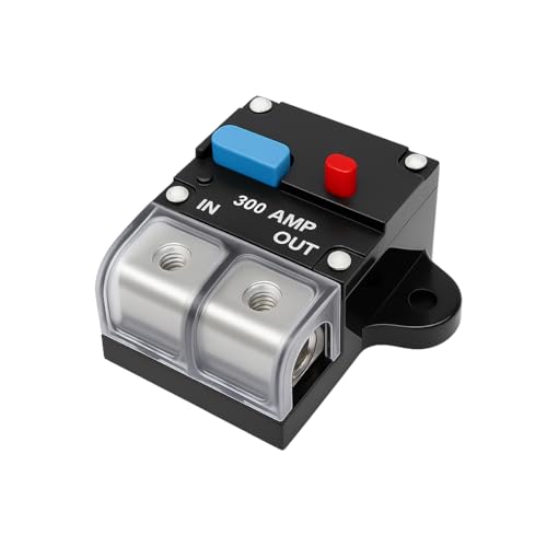 Sandfren 300A Car Resettable Circuit Breaker Manual Reset Button Self Recovery Circuit Breaker with Waterproof Cover Automotive Audio & Amps Protection Universal for Vehicles