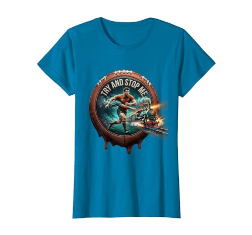 Try and Stop Me Bold Rugby Graphic Design T-Shirt, Women,