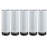 HAYINS 5Pack 20 oz Buletooth Sublimation Printed Speaker Tumbler Straight Skinny Double Wall With Lid (Black 5pcs)