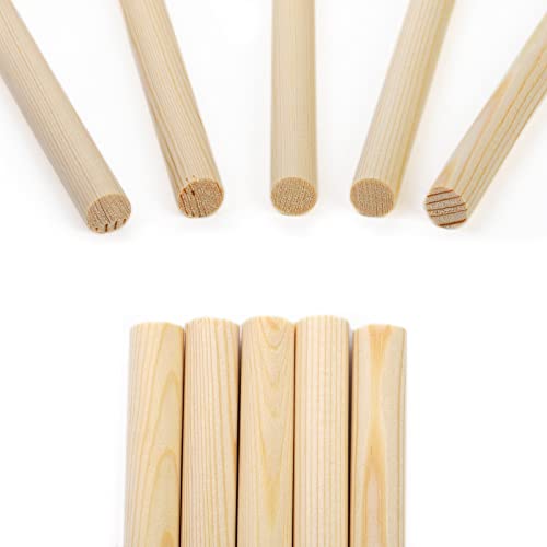 ZENFUN 50 Pcs Wooden Dowel Rods, 12mm x 30CM Unfinished Pine Wood Sticks - Image 3