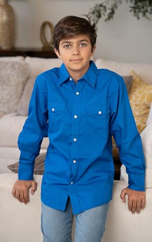 Gioberti Boys Casual Western Solid Long Sleeve Shirt with Pearl Snaps3