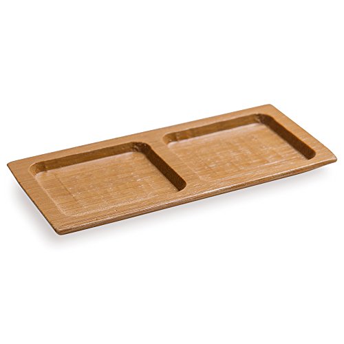 Restaurantware 4.8 X 2.5 Inch Appetizer Platters, 100 Carved Sauce Trays - 2-Compartment, Rectangle, Bamboo Divided Serving Dishes, Carved - Restaurantware #TOP1