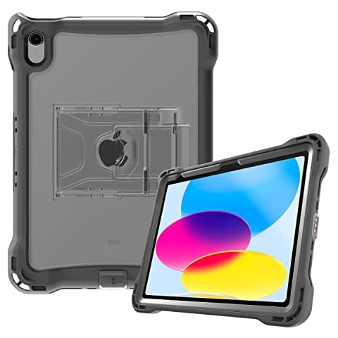 Brenthaven 360+ Protective Case with Stand, Wireless Charging Enabled for the iPad 10th Generation (10.9-inch) - Durable, Secure, and Drop Tested for Commercial, Business, Office and School Use - Gray Cover