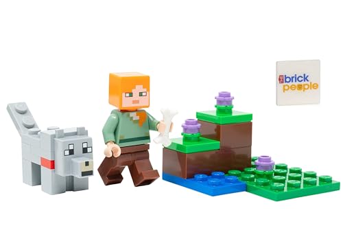 Image of LEGO Minecraft Mini Set: Alex Minifigure with Wolf and Bone