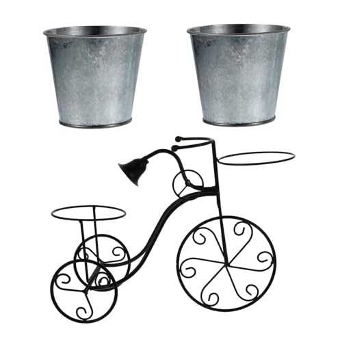 Veemoon Supporto Porta Piante in Ferro Battuto a Forma di Bicicletta Vintage, Portavaso da Giardino Decorativo, Fioriera da Interno ed Esterno, Espositore per Piante Multifunzione
