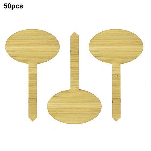 Preisvergleich Produktbild Clevoers Pflanzschilder Bambus, T Form Pflanzenstecker Beschriften, Herzform Plastik Pflanzenschilder Wetterfest, Pflanzenstecker für Pflanzen, Etiketten Garten Holz, 50 STK