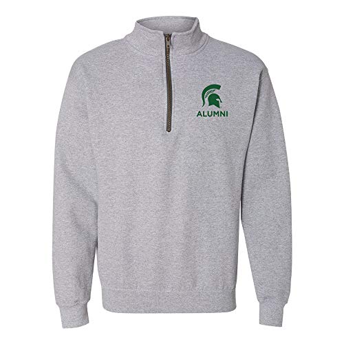 UGP Campus Apparel AQ509 - Michigan State Spartans Primary Alumni LC Quarter Zip - Small - Athletic Heather