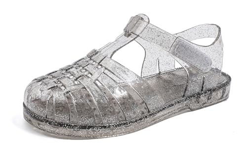 Image of GUGUYeah Jelly Sandals for Girls,Closed Toe Princess Costume Summer Dress Shoes Fisherman Gladiator Water Beach Flat Sandals for Toddler /Little Kid /Big Kid