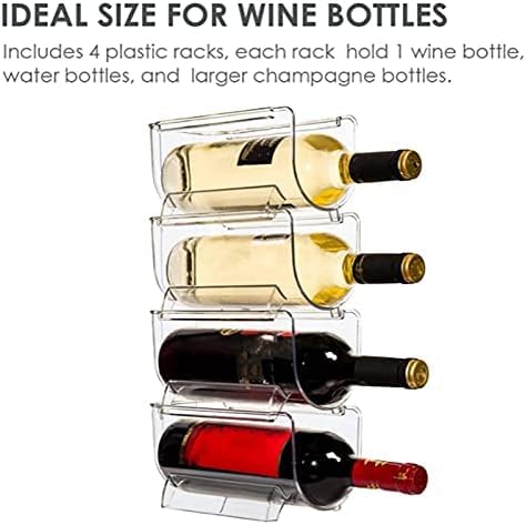 Estante de vino de plástico apilable – Soporte transparente para refrigerador para almacenamiento y organización eficientes de botellas de agua y vino en tu refrigerador